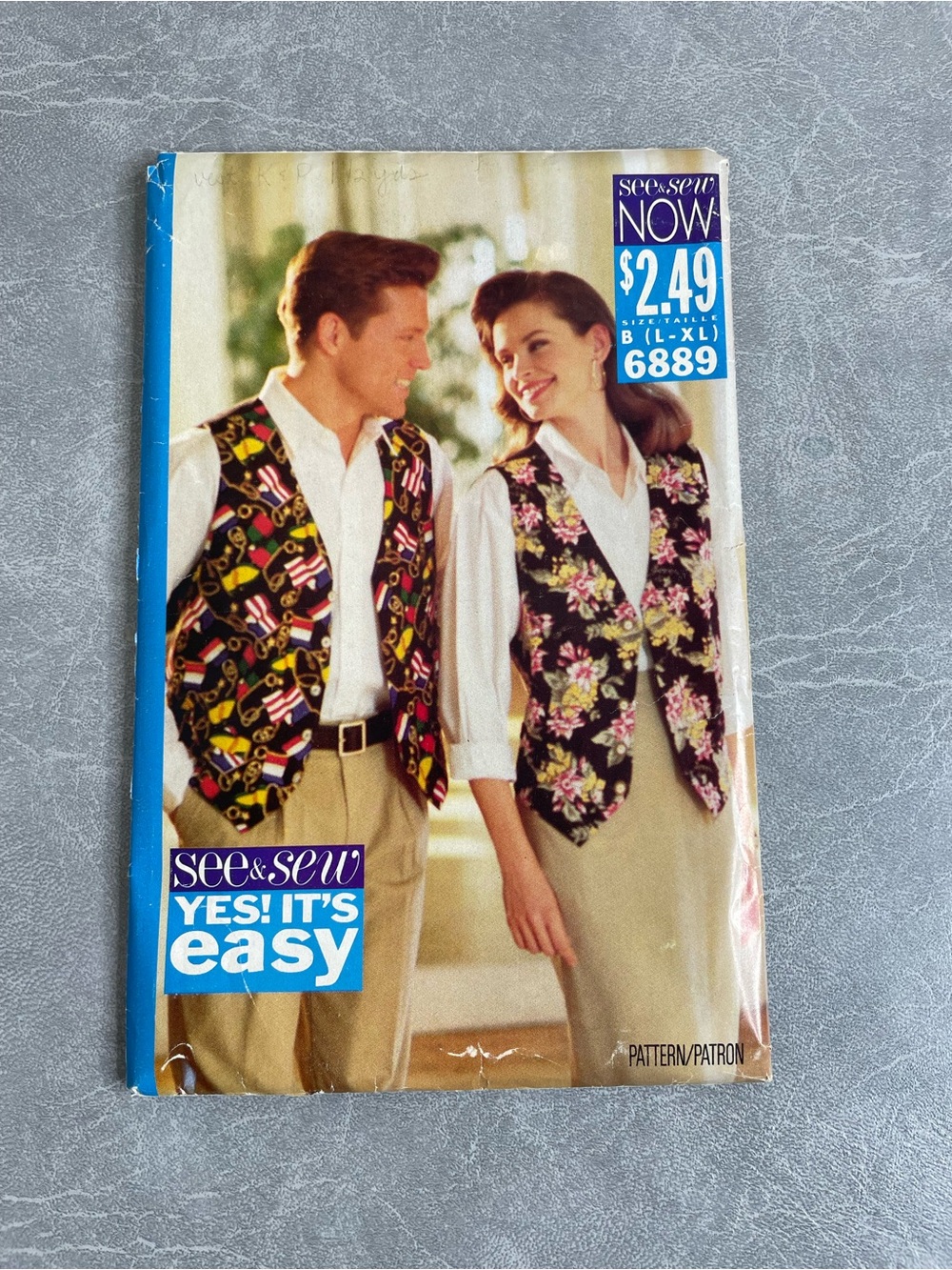 Vintage See & Sew by Butterick Unisex Lined Vest Pattern 1993 #6889